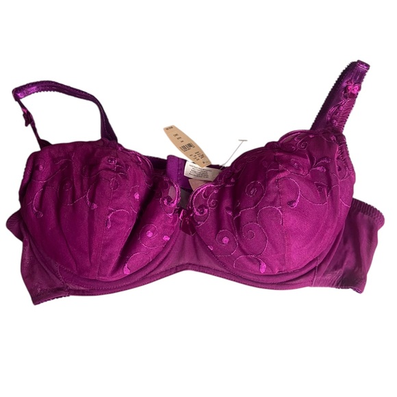 Victoria's Secret Other - Victoria’s Secret Bra 36C Magenta Pink Embroidered Silicone Padding Underwire